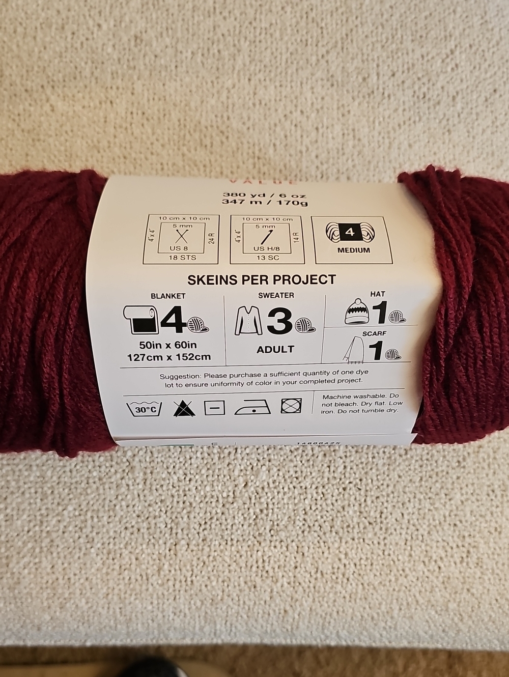 NWT Single Skein Big Twist Value Yarn - Wine - Picture 3 of 3